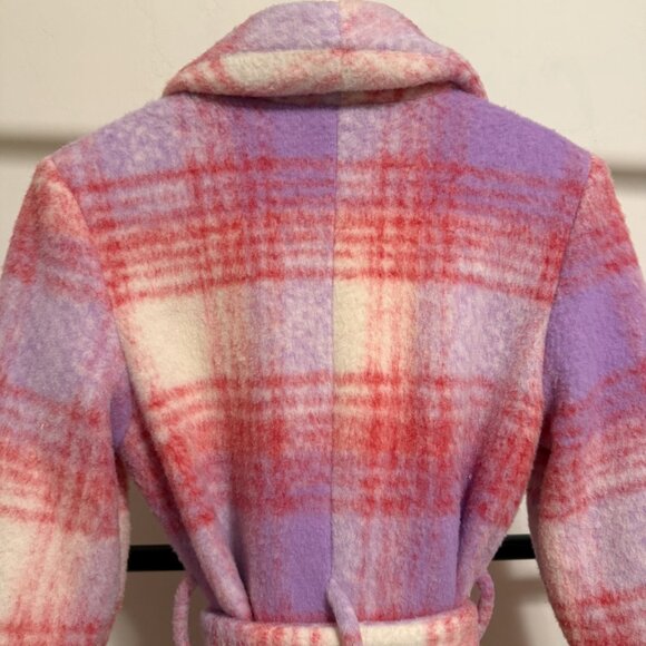Anthropologie Hutch Pink & Purple Plaid Tie-Waist Coat Medium - Picture 14 of 16